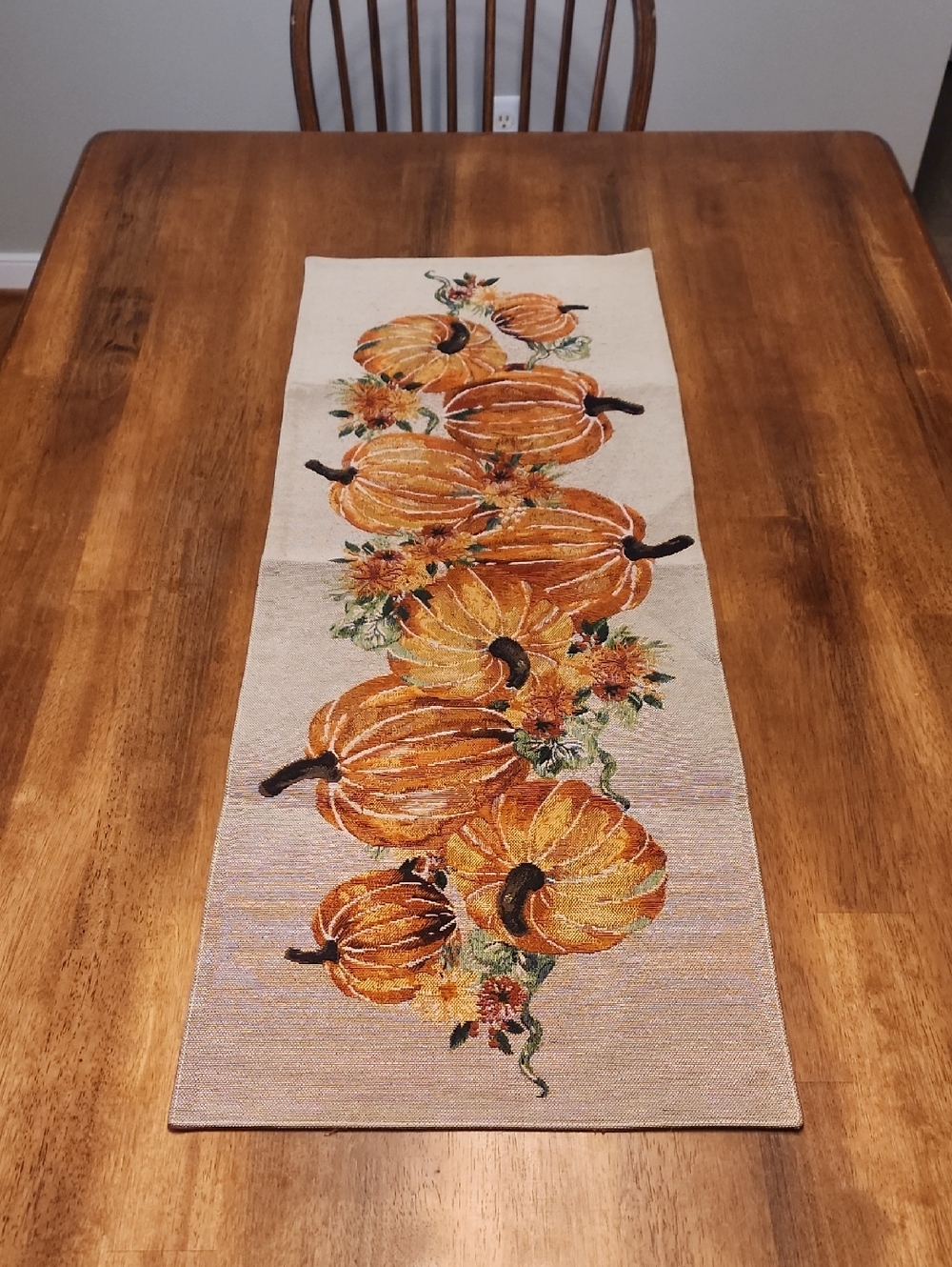 Pumpkin Harvest Table Runner - Orange & Cream Fall Decor
